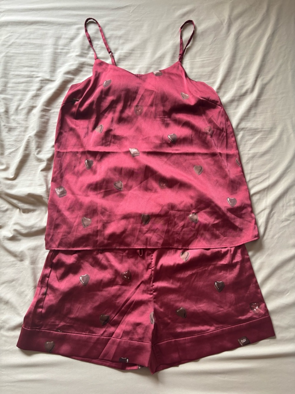 Gelato Pique Red Satin Chocolate Summer Pajamas Set Loungewear